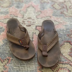 Rainbow Leather Thong Sandals, size 6.5